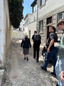 Royalmont Academy students navigating historic cities during Catholic pilgrimage
