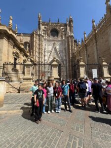 Royalmont Academy students during Catholic pilgrimage in Spain