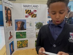 Student presenting research project and developing leadership skills