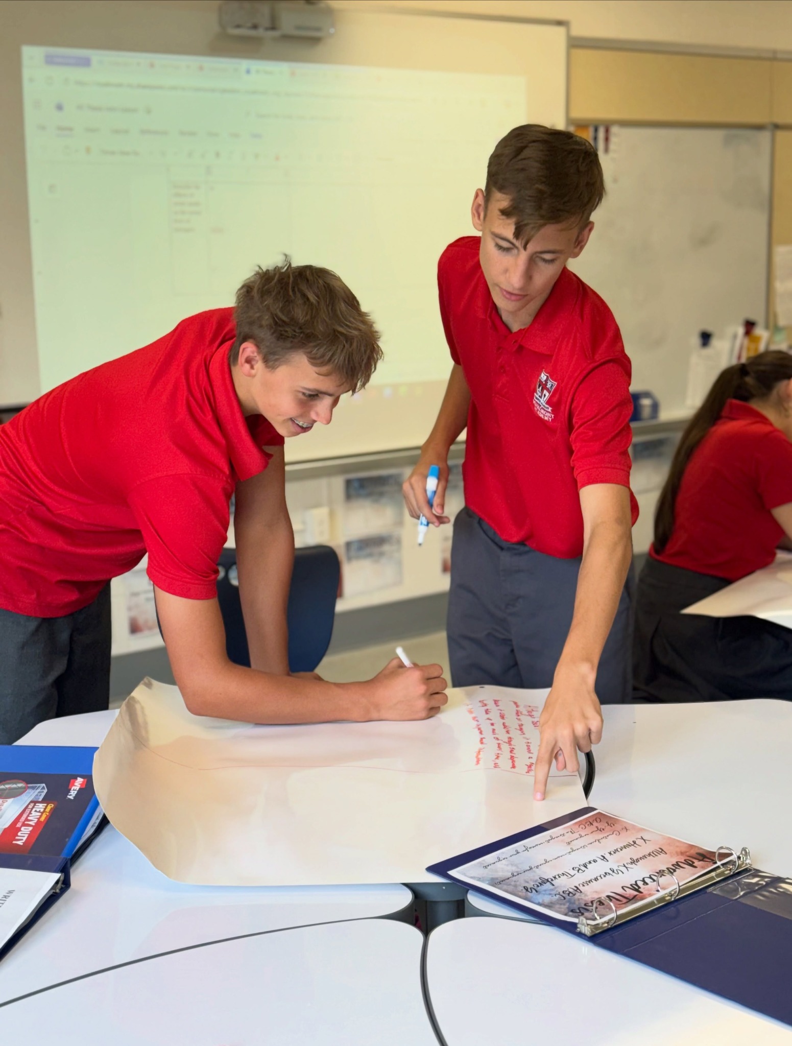 Royalmont high school students collaborating during a critical thinking activity