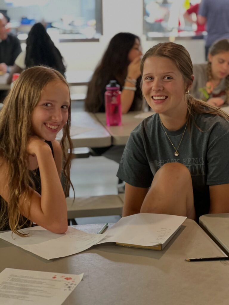 Royalmont students discussing their work together during class